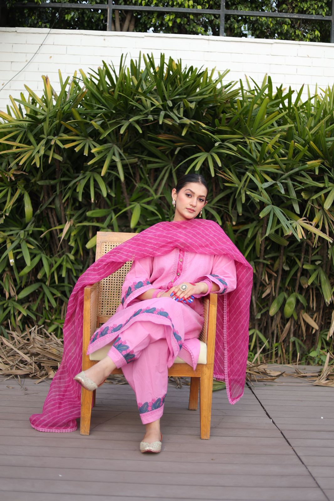 Pink Suit with Maroon Chunni