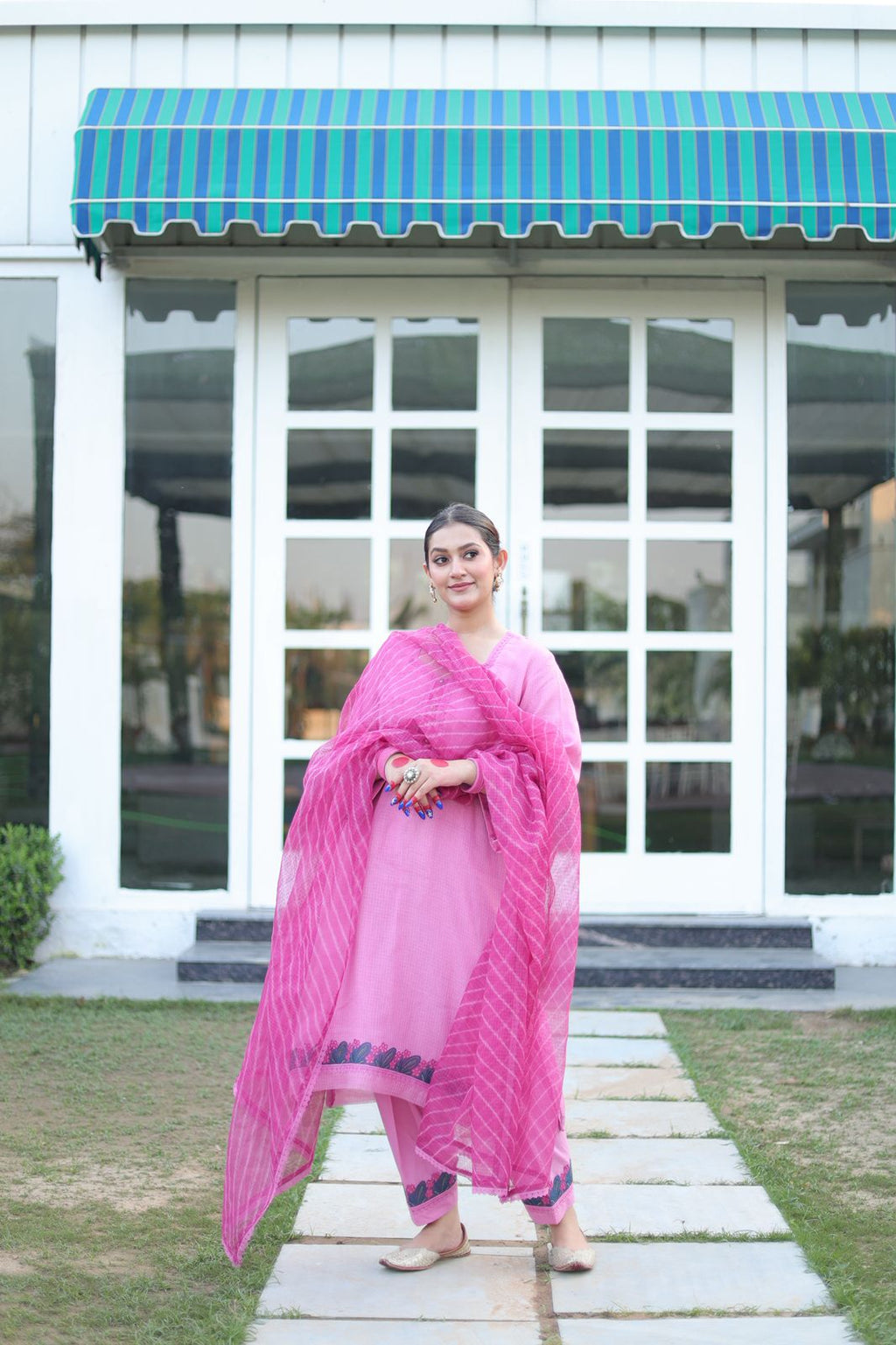Pink Suit with Maroon Chunni