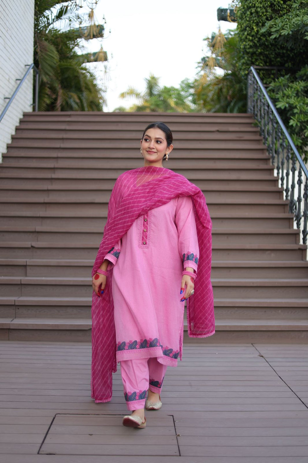 Pink Suit with Maroon Chunni