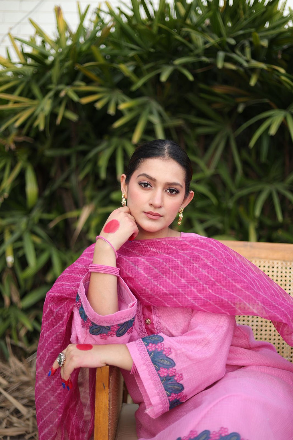 Pink Suit with Maroon Chunni